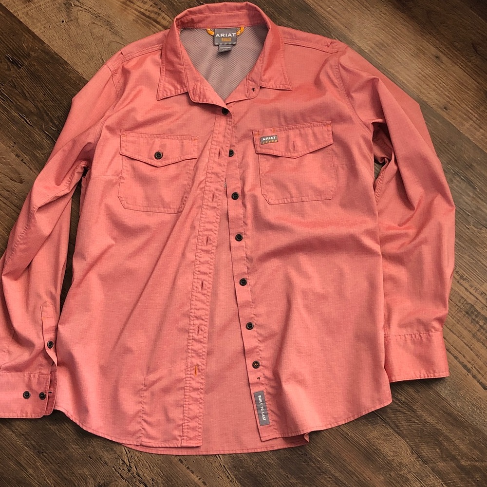 Ariat Coral-Peach Long Sleeve Work Shirt